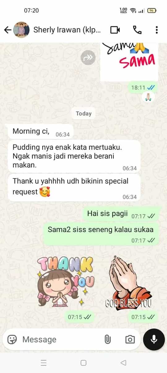 Screenshot testimoni dari Sherly Irawan