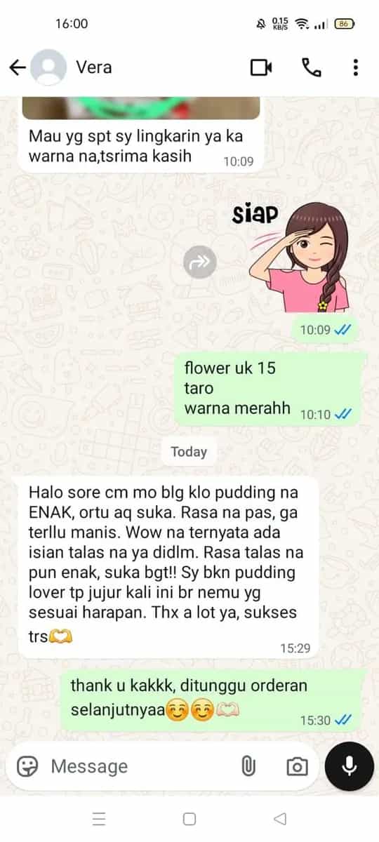 Screenshot testimoni dari Vera