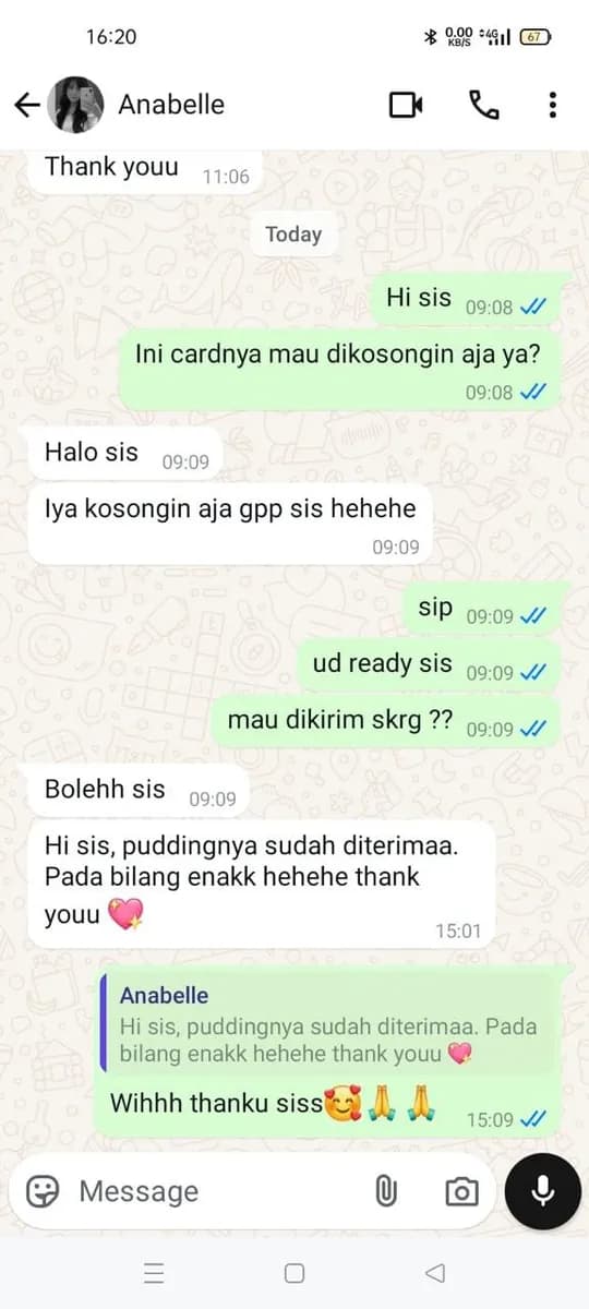 Screenshot testimoni dari Anabelle