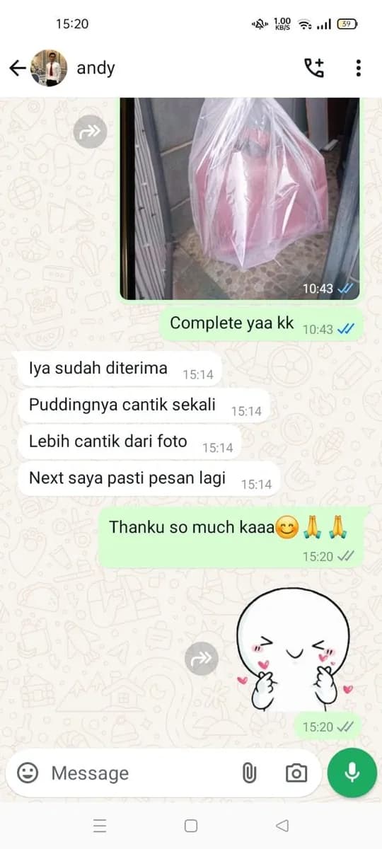 Screenshot testimoni dari Andy