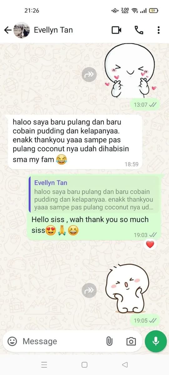 Screenshot testimoni dari Evellyn Tan